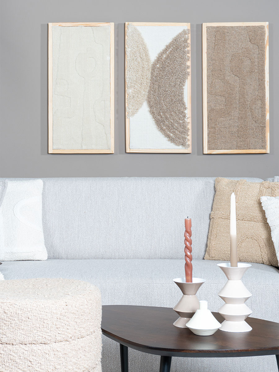 Wanddecoratie Devin Beige - Wool Hanging 40 x 80 cm