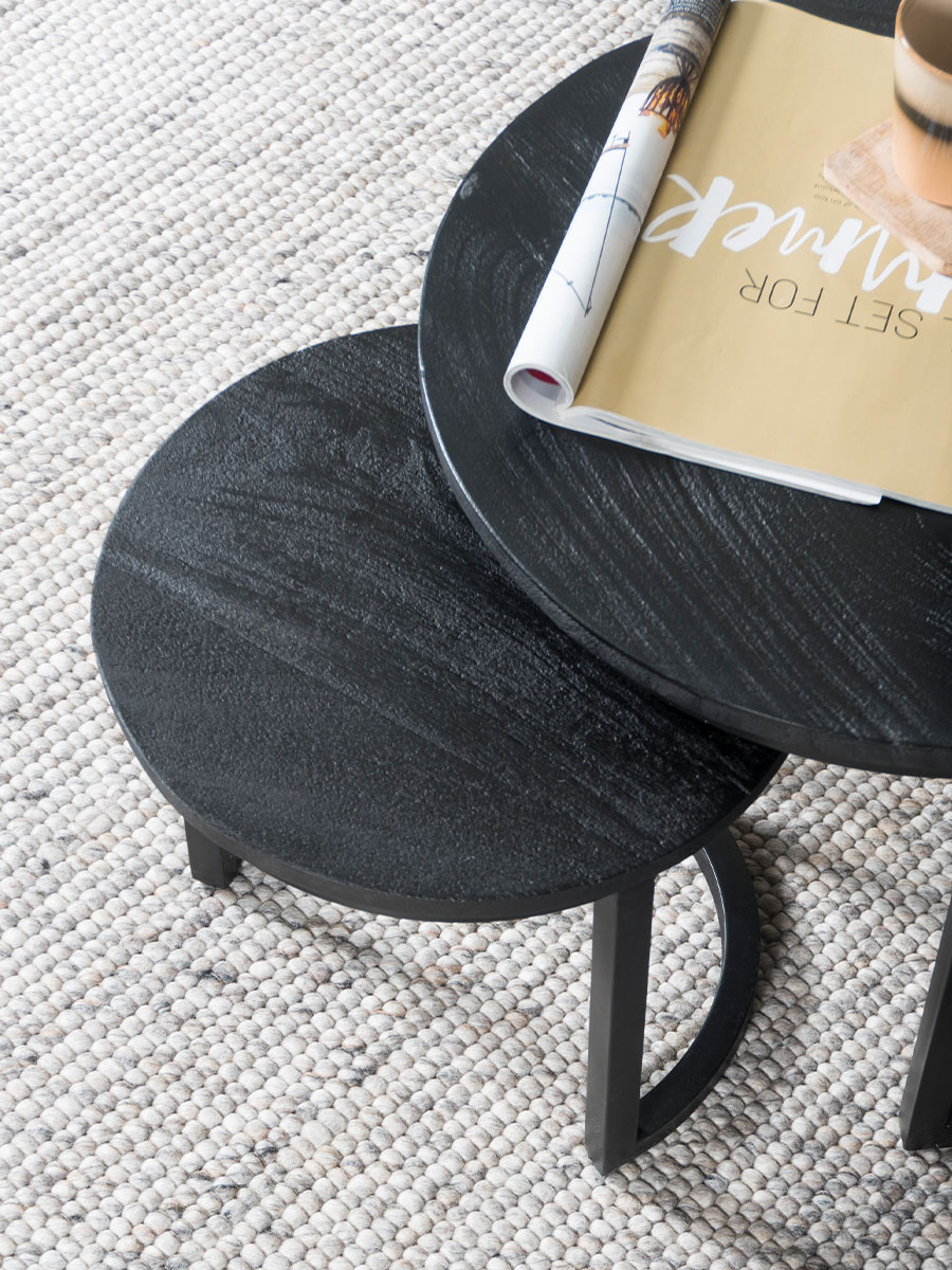 Industriële Salontafel Set van 2 Alex - Zwart Mangohout