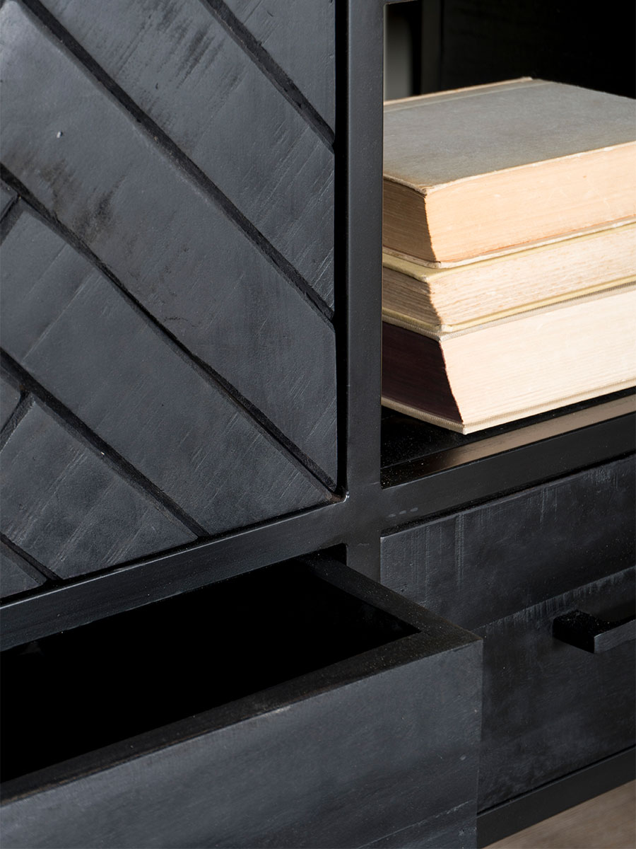 Kast Raya Visgraat - Zwart Mangohout - 180 x 120 cm