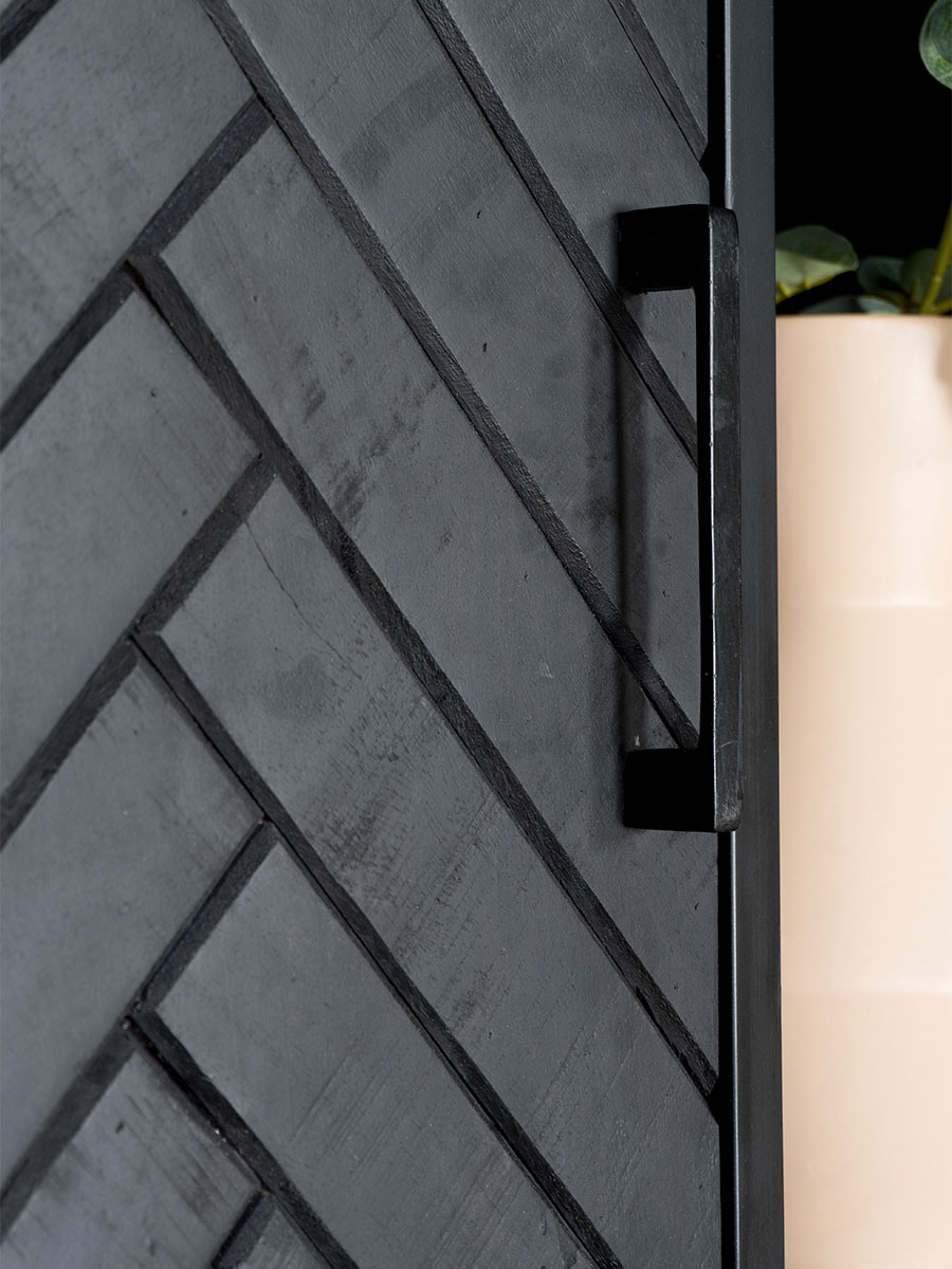 Kast Raya Visgraat - Zwart Mangohout - 180 x 120 cm