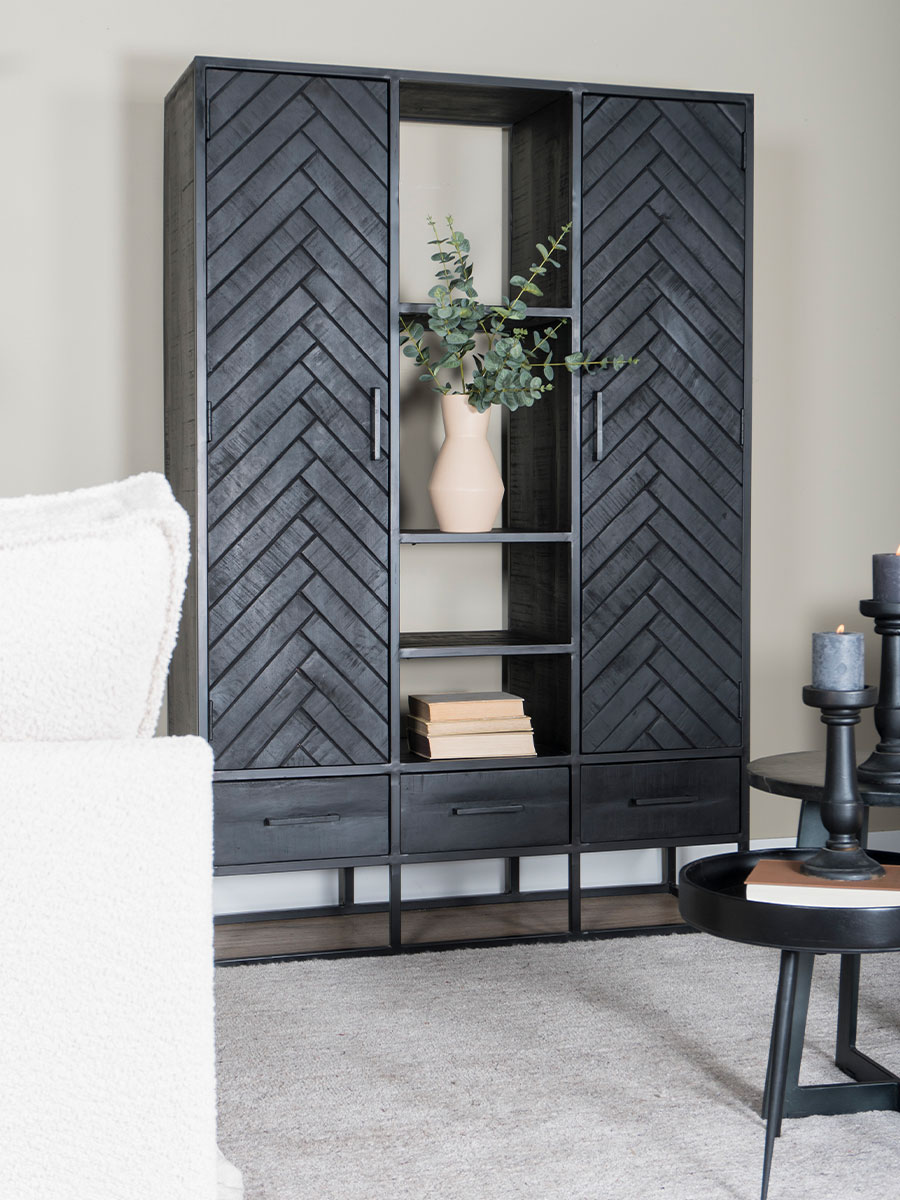 Kast Raya Visgraat - Zwart Mangohout - 180 x 120 cm - Afbeelding 7