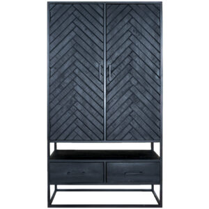 Kast Radu Visgraat - Zwart Mangohout - 180 x 100 cm