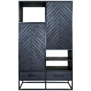 Kast Roan Visgraat - Zwart Mangohout - 180 x 110 cm
