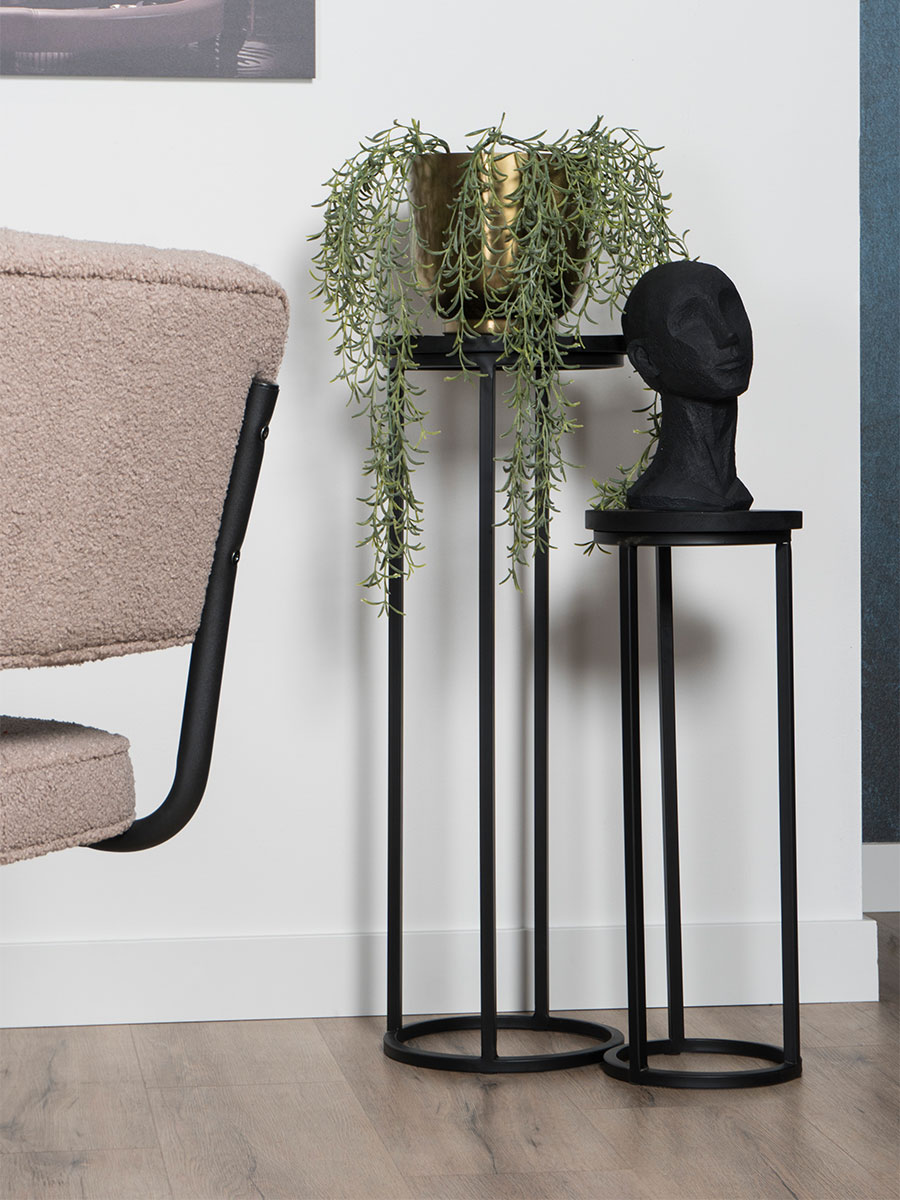 Plantentafels Sam Rond - Set van 3 - Zwart Mangohout