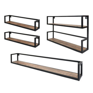 Home67 Set Wandplanken Vintage - 2x 60 cm + 1x 140 cm + 1x Duo - Mangohout