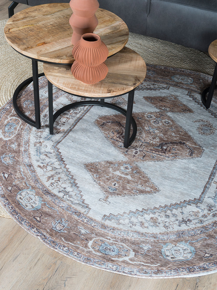 Vloerkleed Karaca Brown 08 Rond ø200 cm