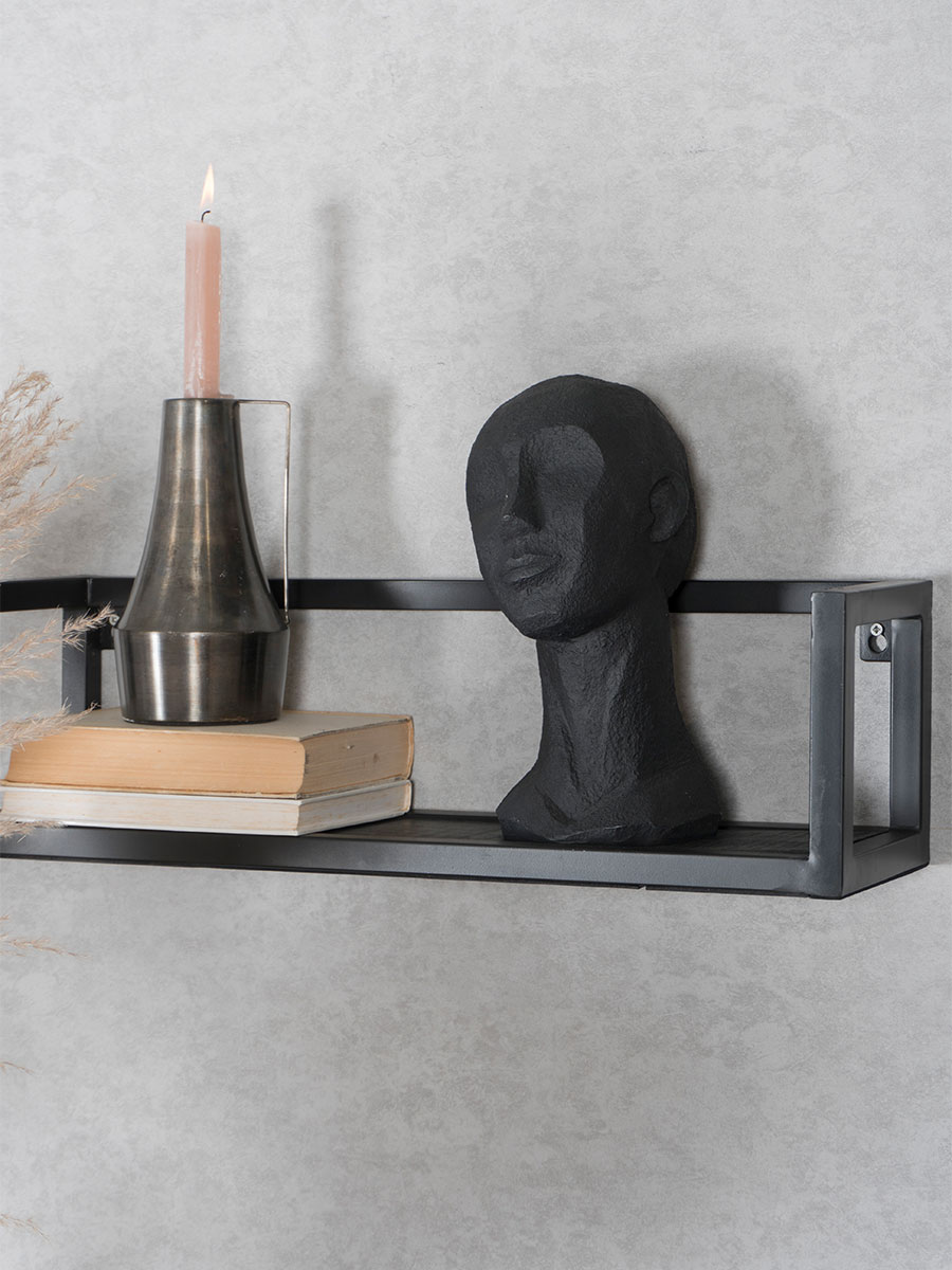 Wandplank Vintage Zwart Mangohout - Set van 3 Groot