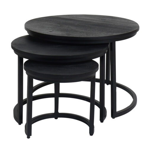 Salontafel Set van 3 - Industriële Salontafelset Erjan - Zwart blad