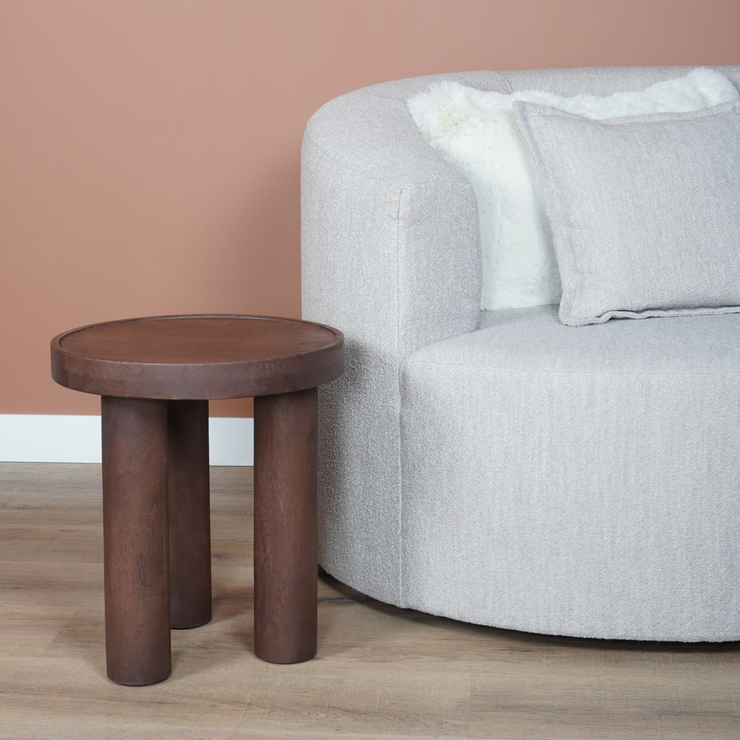 Bijzettafel Tias ø42 cm - Espresso Mangohout