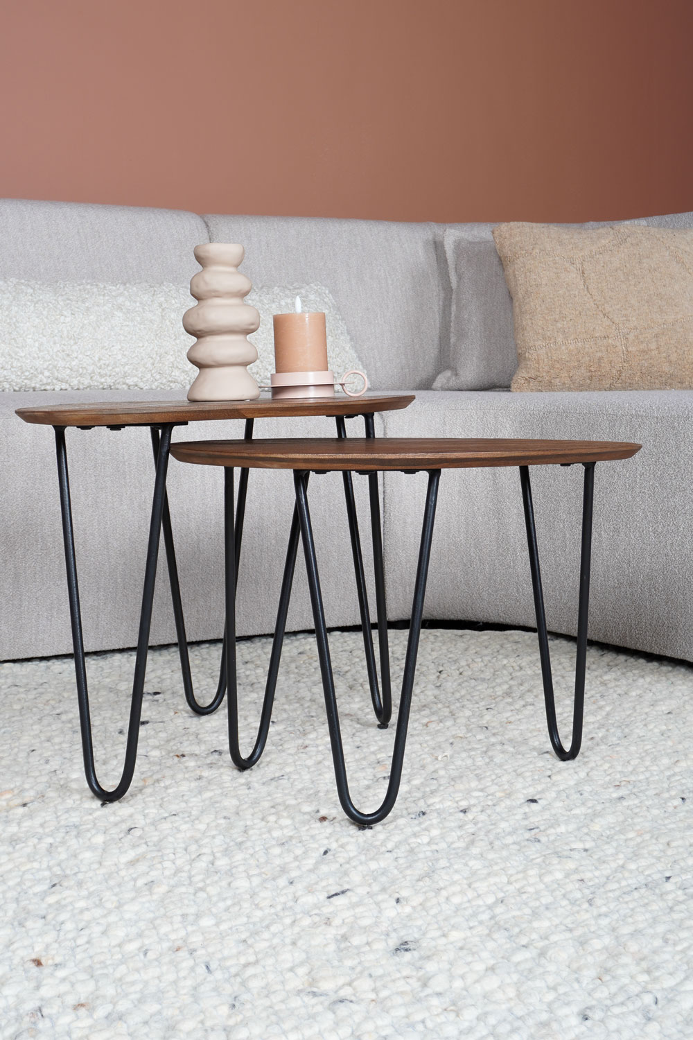 Salontafel Fabio - Espresso Mangohout - Set van 2