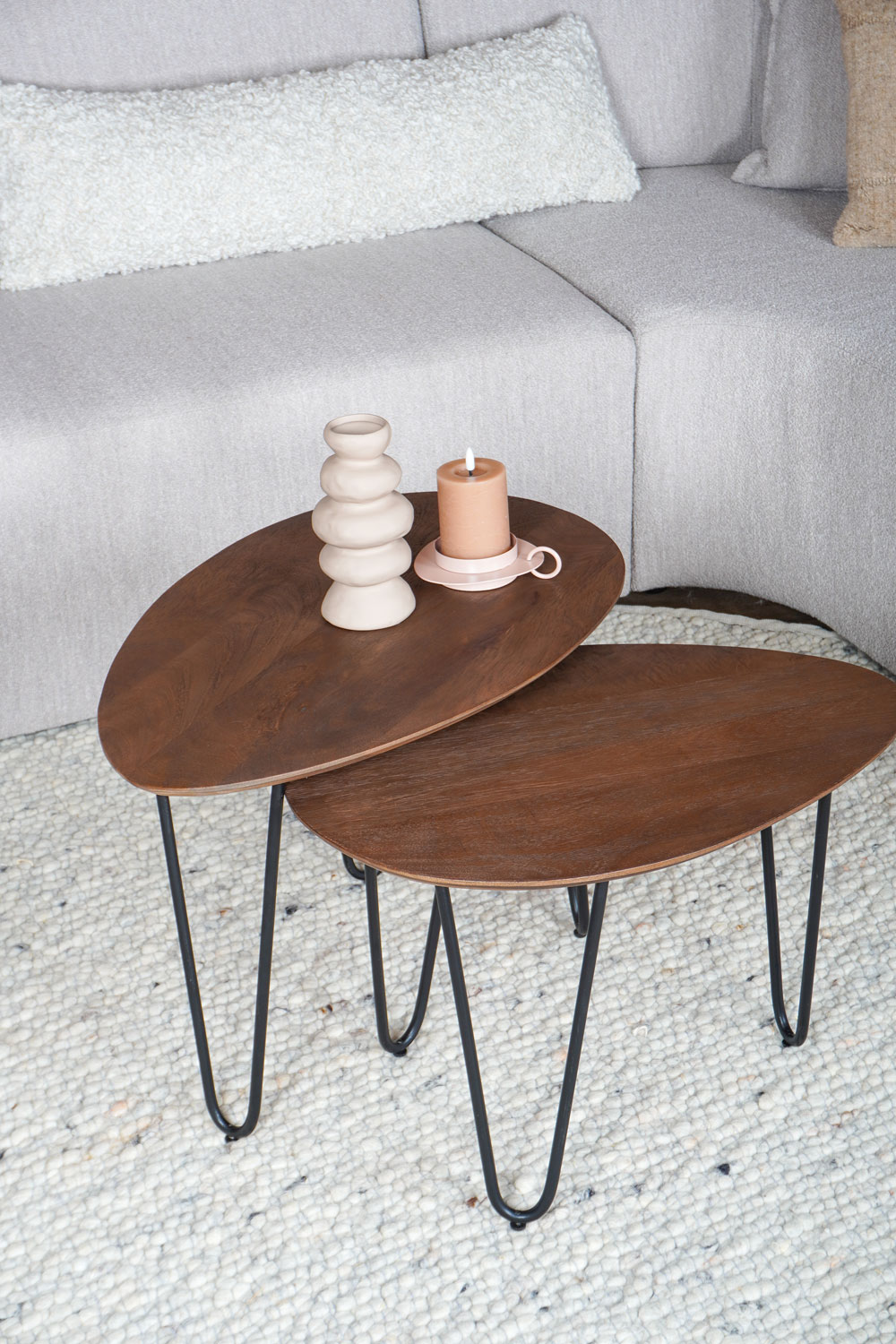 Salontafel Fabio - Espresso Mangohout - Set van 2