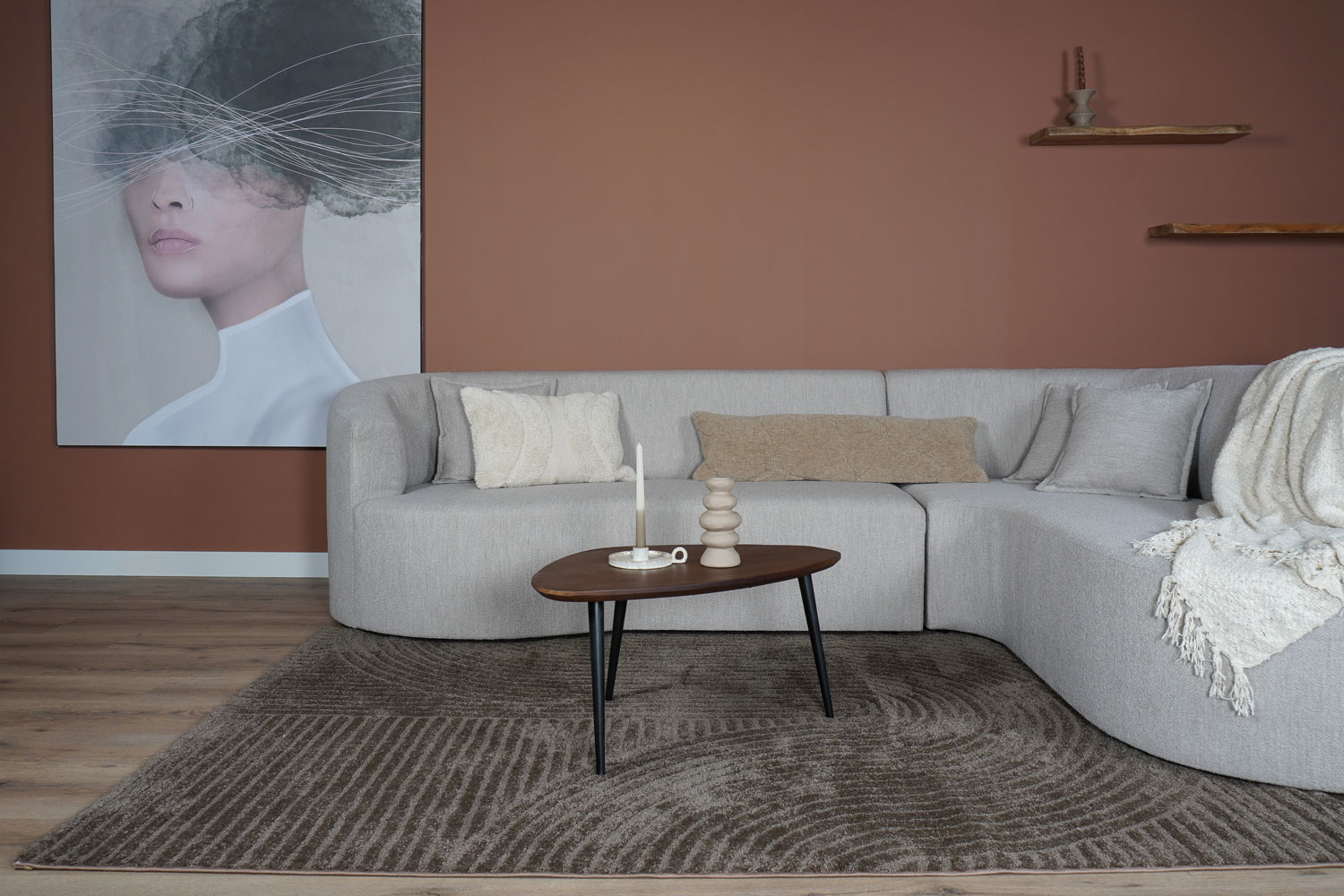 Vloerkleed Ella Brown 80 x 150 cm